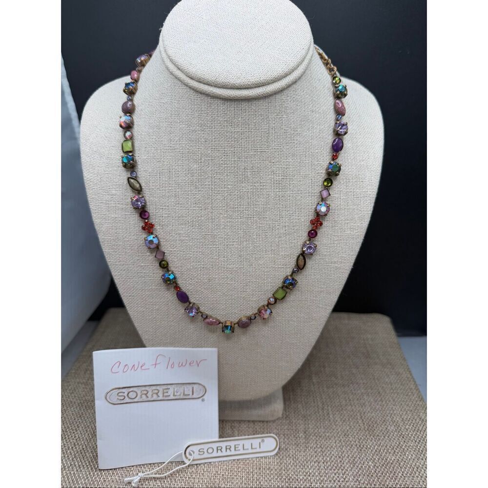 Sorrelli "Coneflower" Multi-Color Crystal Necklace - Handcrafted Statement Jewel